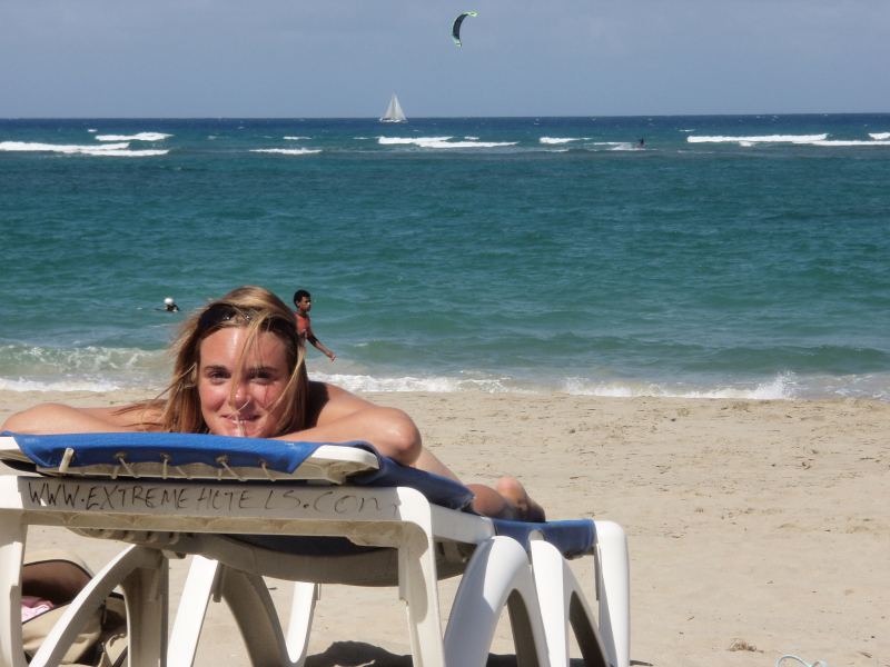 Marla at Kite beach
Marla,waiting for the wind to come up.Kite boarding rules....
