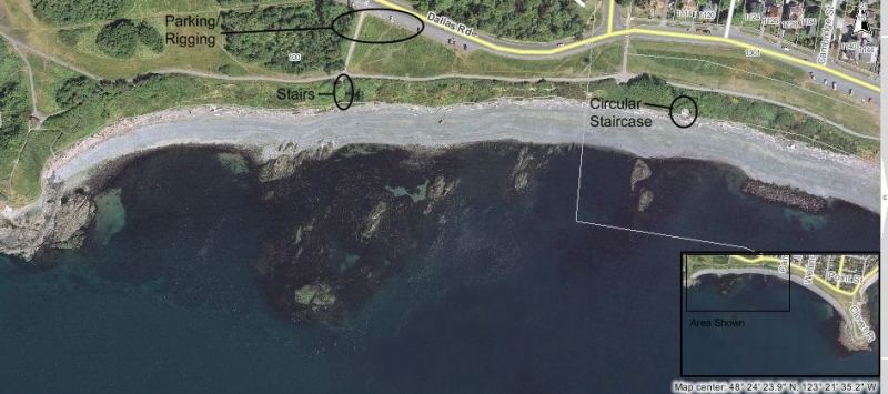 Cook Street Reefs
Aerial photograph of Cook Street and its Board/Fin/Sail/Kite eating reefs. 

Source:
http://maps.crd.bc.ca/ 
Zoom in and click '2005 Colour Orthophoto'

