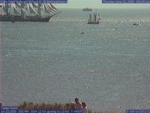 Contrast
Pallada (top left) overtakes other tall ship with Coho in background
