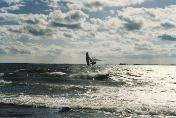 Everett Pt
Just near my house we had a rock point that got decent waves.  We didn't really know how to go frontside back then so all we cared about was jumping.
