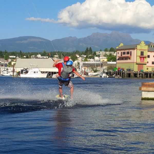 Powered up in the flat water:leeward side of pier
