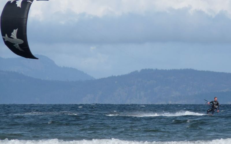 SP kiter with Lasqueti Isl. in the background
