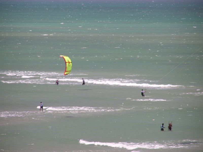 Kite zone at El Yaque beach, Margarita
This is the learning area! Frequent shuttles are available to kite beach about a half mile upwind from here.
