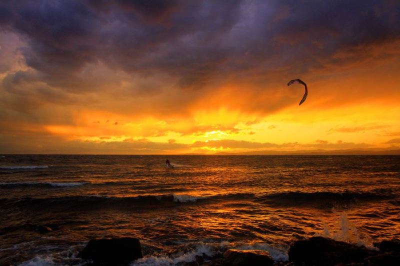 Sunset Rider
A perfect evening for Kiteboarding and photography. 
